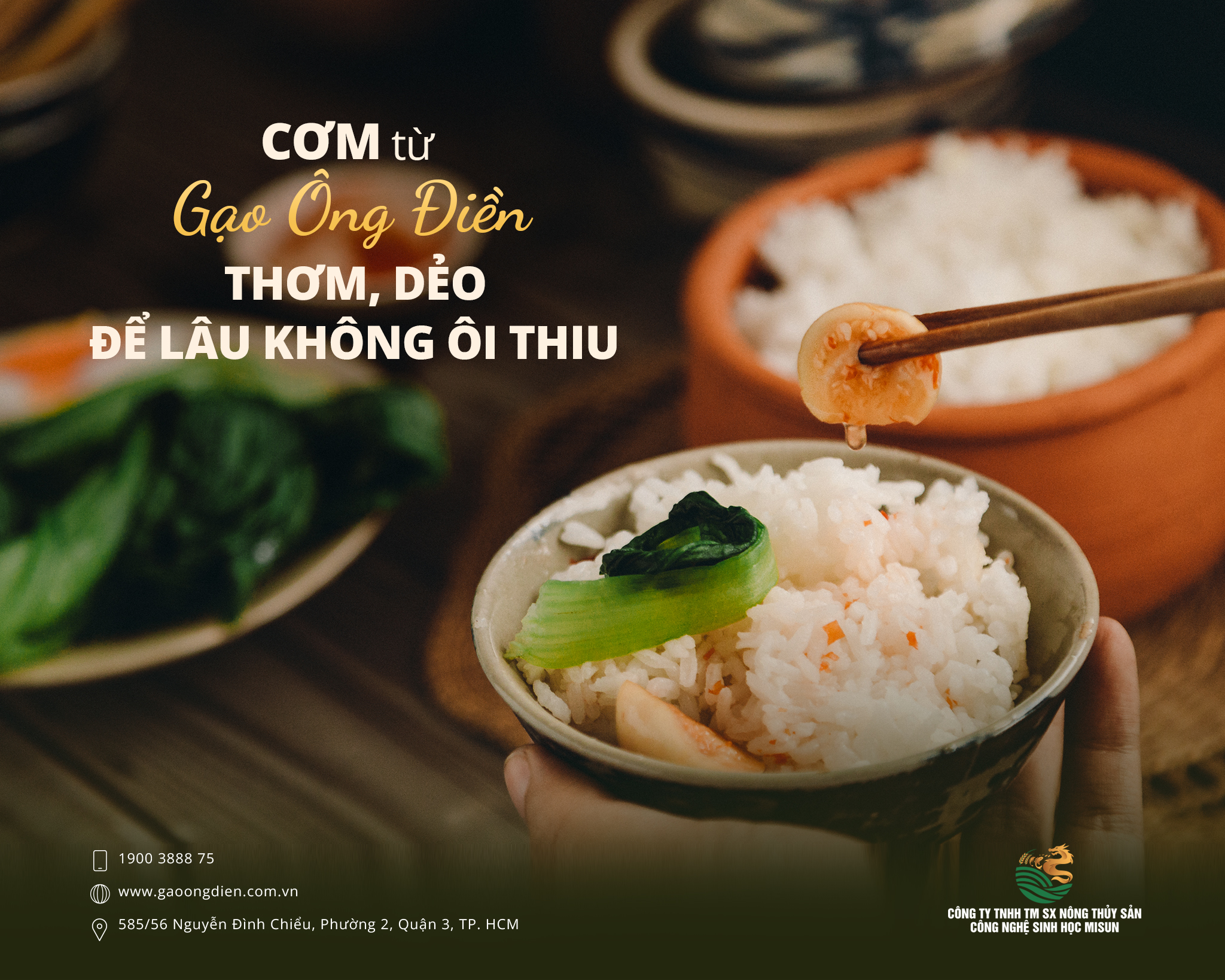 CƠM TỪ GẠO ÔNG ĐIỀN – THƠM, DẺO, ĐỂ LÂU KHÔNG ÔI THIU